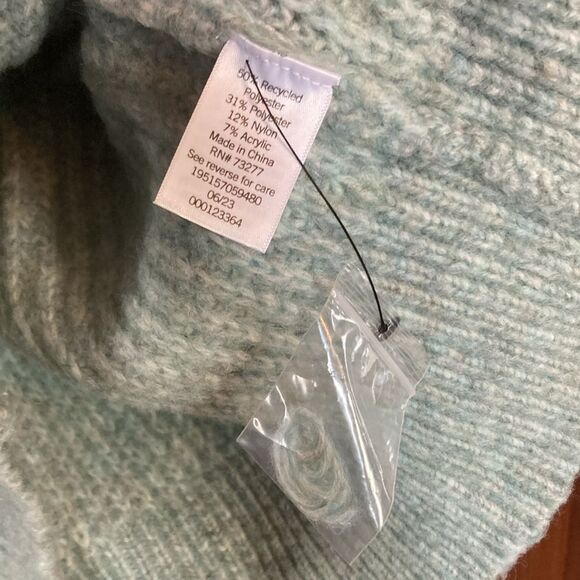 Sonoma NWOT Teal Cable Knit Oversized Recycled Pullover Crewneck Sweater Sz L - Picture 5 of 9